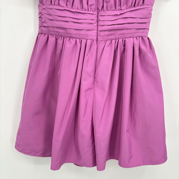 Express V-neck Puff Sleeve Pleated Romper Light Purple, Sz 2, New Year's Party - Picture 6 of 9